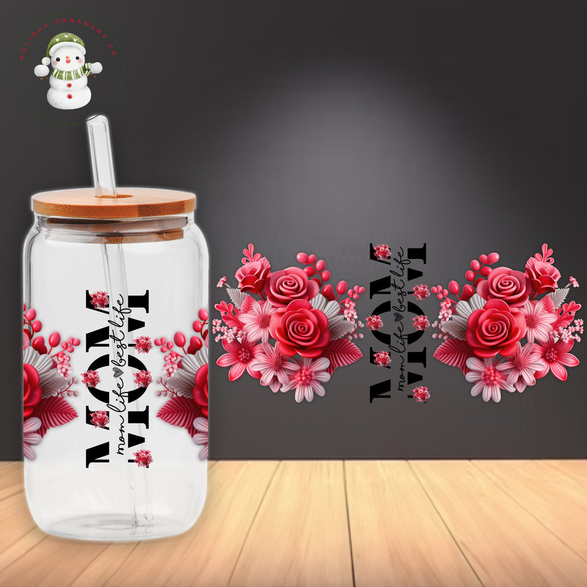 Mom Life Floral Glass Tumbler With Bamboo Lid (16oz Or 20oz)