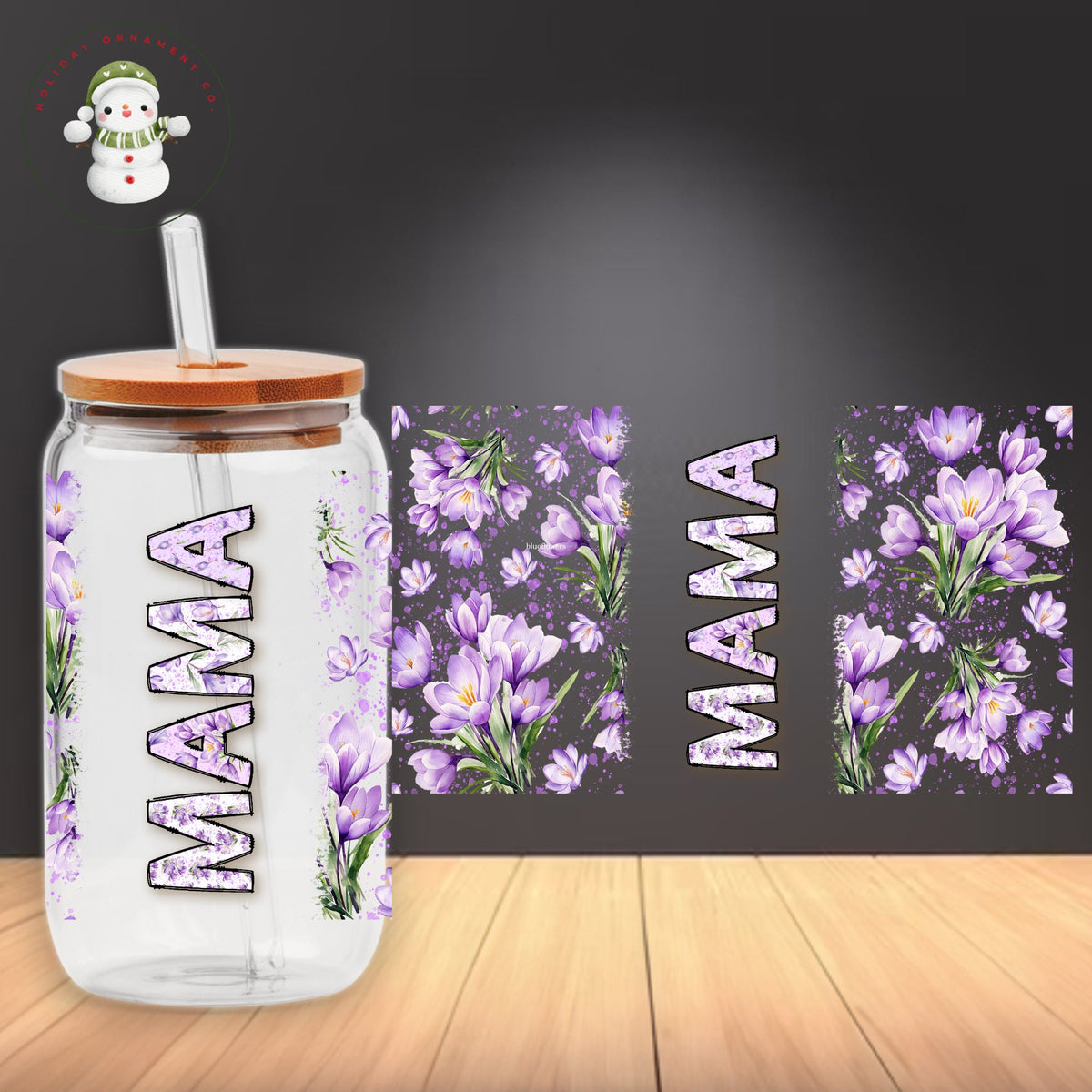 Personalized Mama Floral Glass Tumbler: Custom Iced Coffee Cup