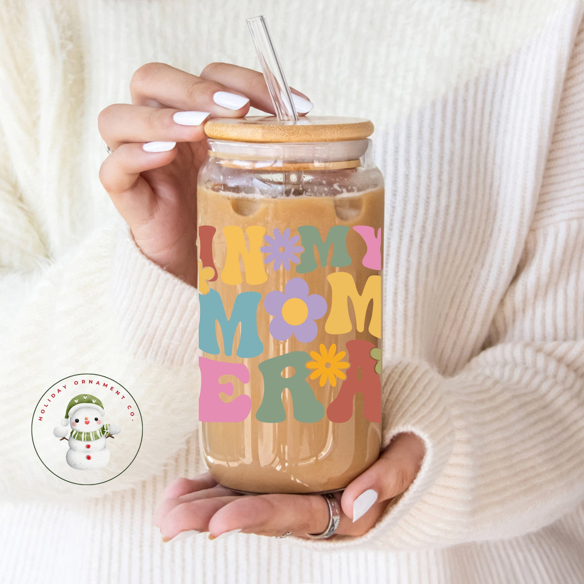 Retro 'in My Mom Era' Glass Tumbler With Bamboo Lid (16/20 Oz)