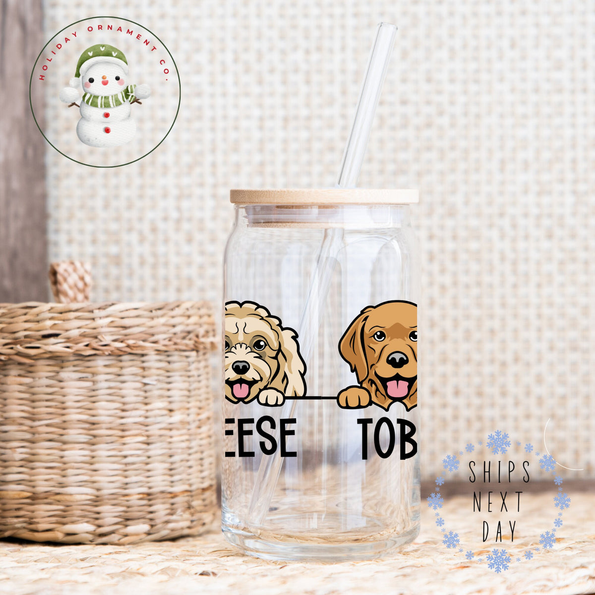 Personalized Pet Glass Tumbler: Custom Dog & Cat Iced Coffee Cup