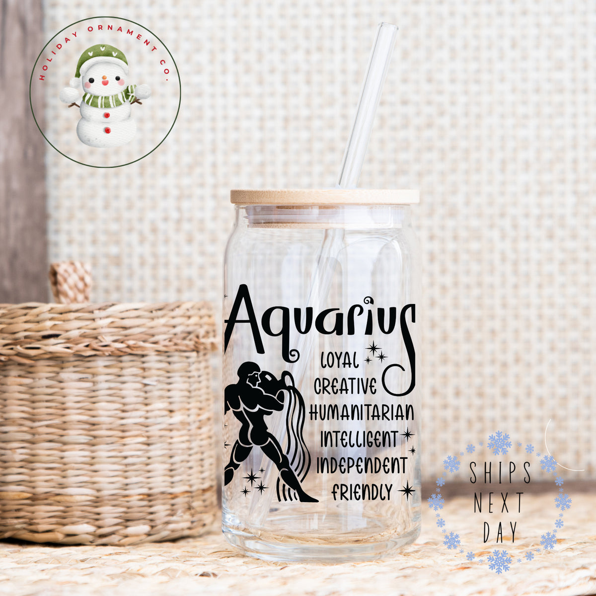 Zodiac Sign Glass Tumbler Cup: Astrology Iced Coffee Cup