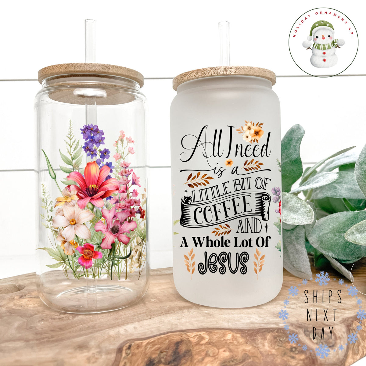 Christian Iced Coffee Glass Tumbler | Coffee And Jesus Gift
