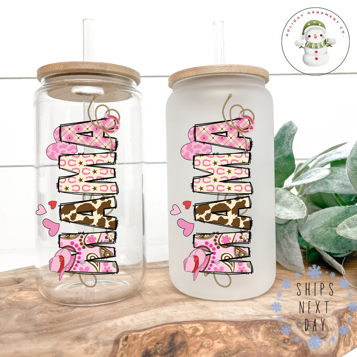 Mama Cowgirl Glass Tumbler Cup: Farm Iced Coffee Cup (16 Oz/20 Oz)