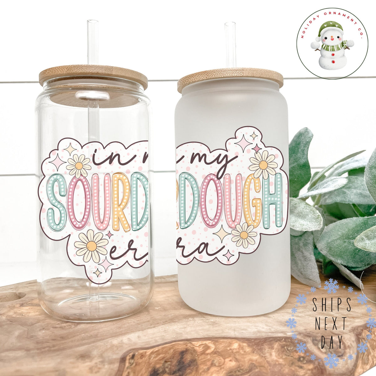 Daisy Sourdough Era Glass Tumbler With Bamboo Lid