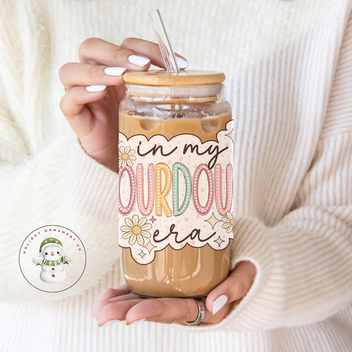 Daisy Sourdough Era Glass Tumbler With Bamboo Lid