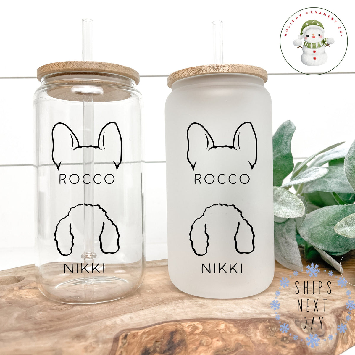 Custom Pet Portrait Glass Tumbler: Dog Lover Iced Coffee Cup