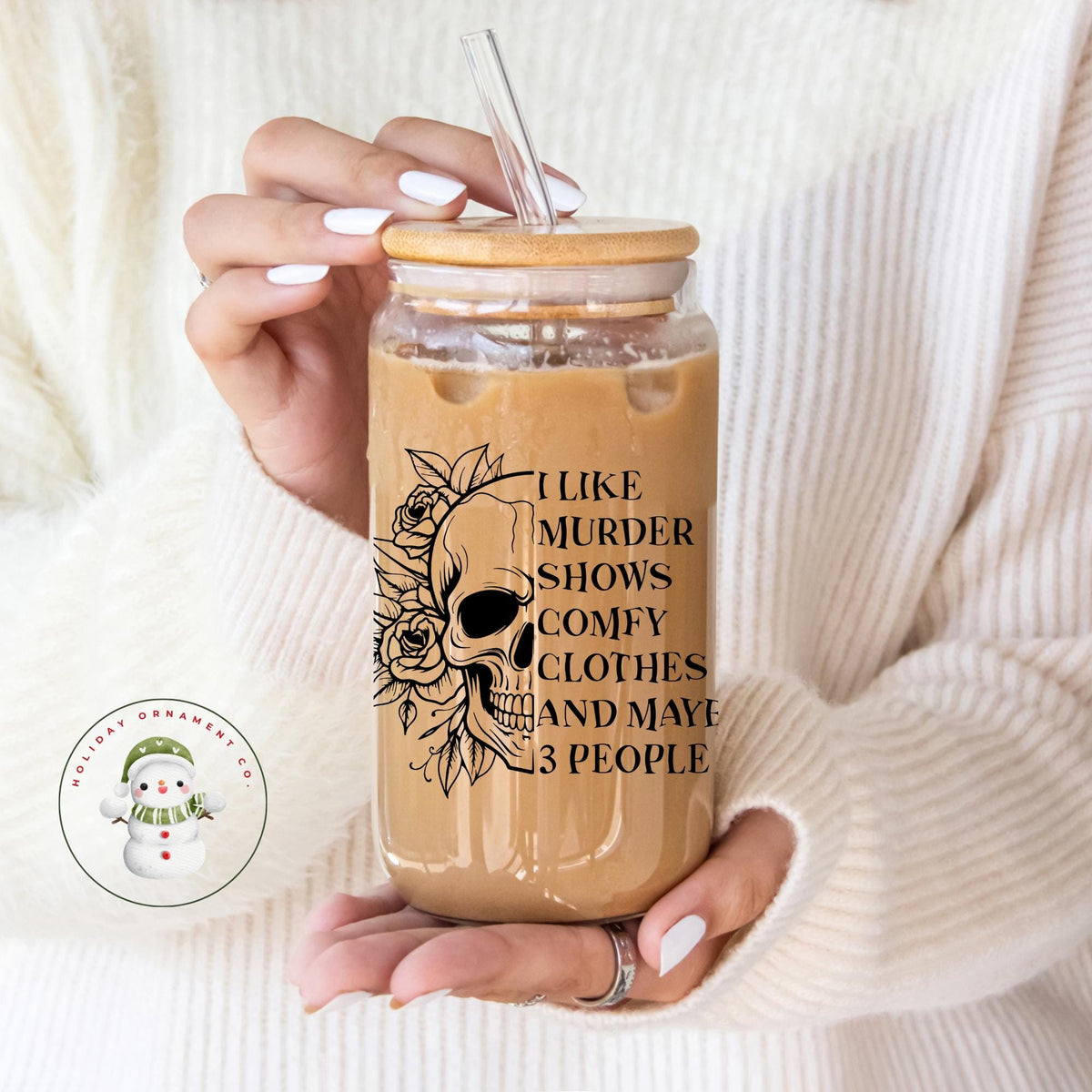 Murder Shows Comfy Clothes Glass Tumbler Cup | Funny Halloween Libbey Iced Coffee Cup | 16 Oz/20 Oz | Gifts For Her