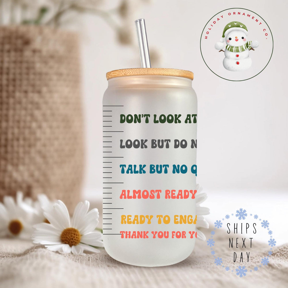 Funny 'don't Talk To Me' Glass Tumbler With Bamboo Lid
