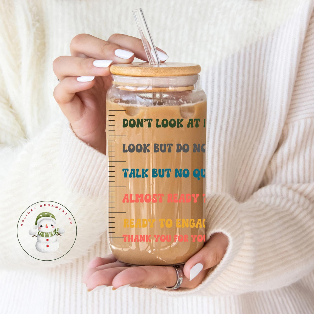 Funny 'don't Talk To Me' Glass Tumbler With Bamboo Lid