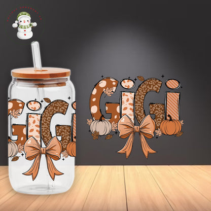 Gigi Fall Glass Tumbler: Thanksgiving Pumpkin Iced Coffee Cup