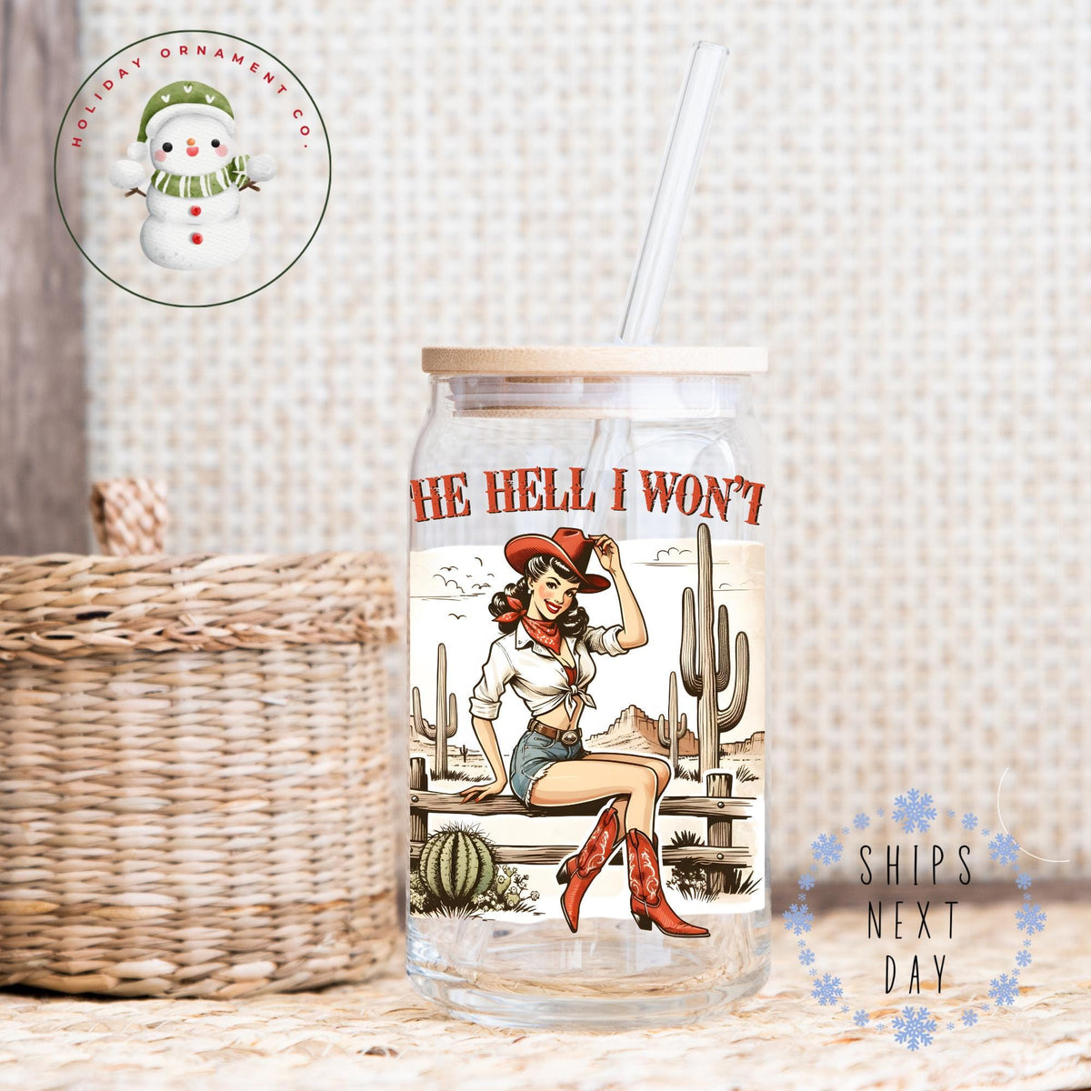 Sassy Cowgirl Glass Tumbler: Iced Coffee Cup With Lid & Straw (20 Oz)