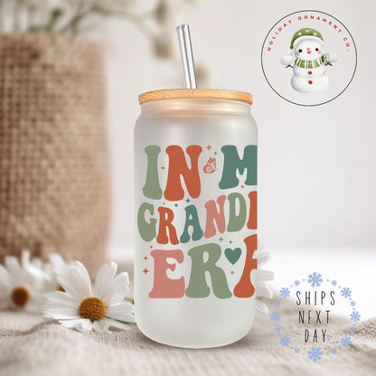 Grandma Era Butterfly Glass Tumbler With Bamboo Lid (16oz/20oz)