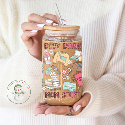 Funny Mom Stuff Glass Tumbler Cup: Iced Coffee Libbey Cup