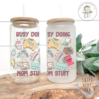 Funny Mom Stuff Glass Tumbler Cup: Iced Coffee Libbey Cup