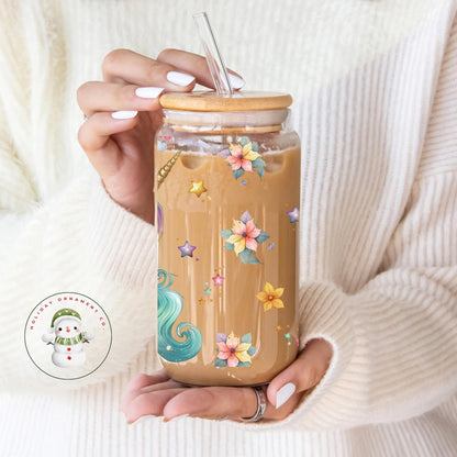 Kawaii Unicorn Rainbow Glass Libbey Cup: Anime Iced Coffee Cup