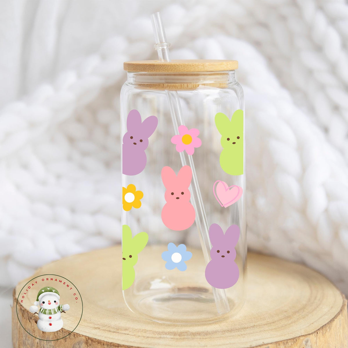 Easter Peeps Iced Coffee Cup: 16oz/20oz Libbey Glass Tumbler