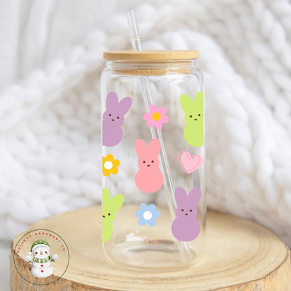 Easter Peeps Iced Coffee Cup: 16oz/20oz Libbey Glass Tumbler