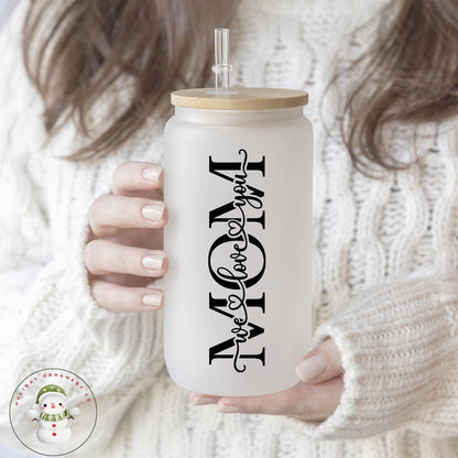 We Love You Mom Glass Tumbler Cup | Personalized From Kids Libbey Iced Coffee Cup | 16 Oz/20 Oz | Mothers Day | Mom Birthday Gift