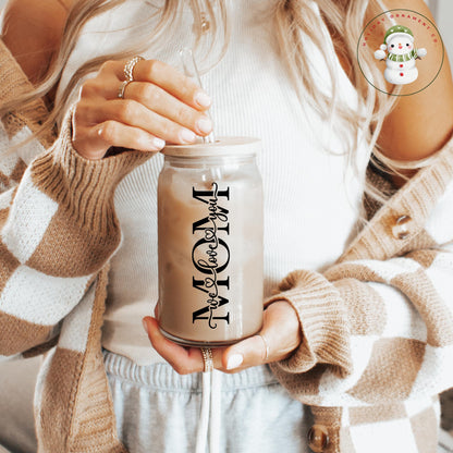 We Love You Mom Glass Tumbler Cup | Personalized From Kids Libbey Iced Coffee Cup | 16 Oz/20 Oz | Mothers Day | Mom Birthday Gift