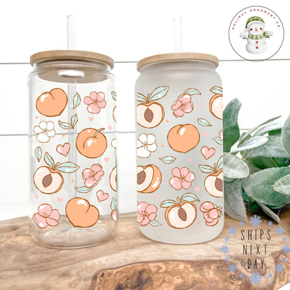 Sweet Peach Glass Iced Coffee Cup: Libbey Style Tumbler