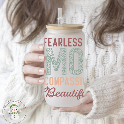 Fearless Mom Iced Coffee Cup: 16/20 Oz Libbey Glass Tumbler