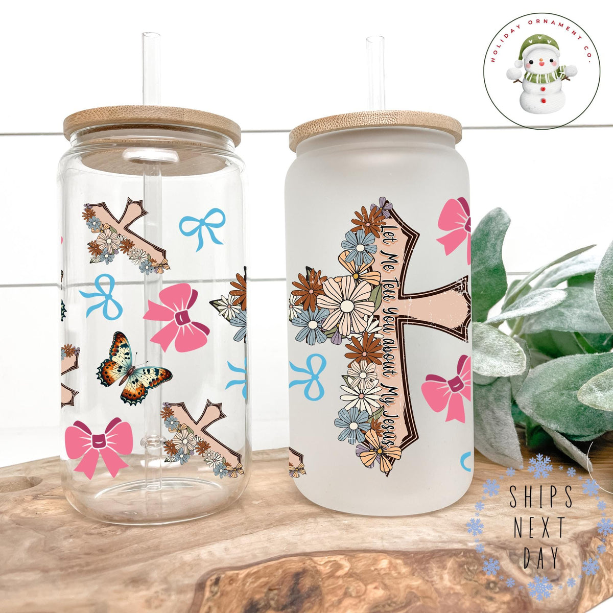 Christian Glass Tumbler Cup: Religious Iced Coffee Gift (16oz/20oz)