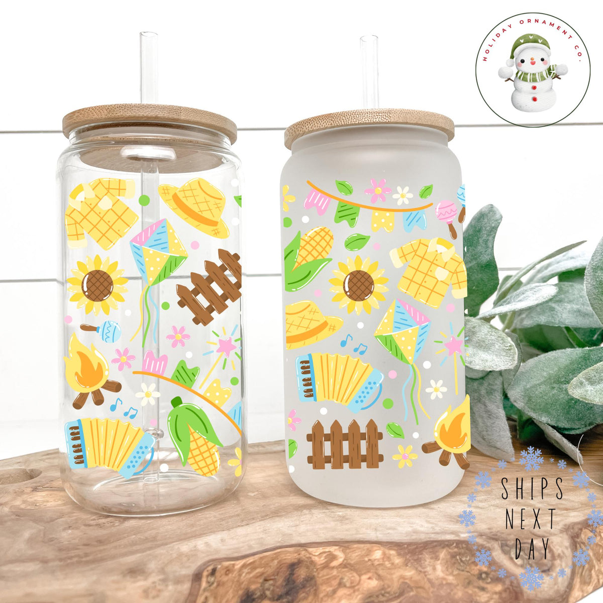 Sunflower Garden Glass Libbey Cup: Iced Coffee Tumbler, Gift For Gardener