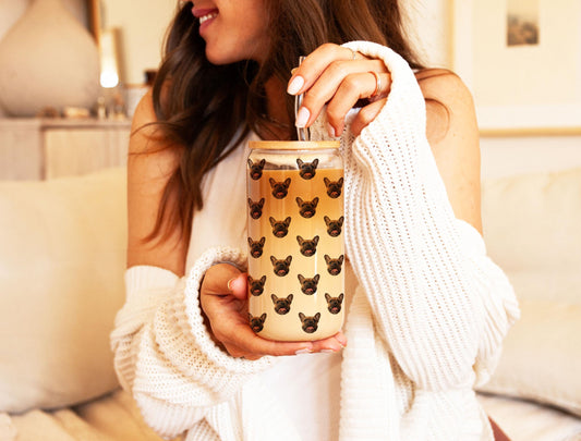 Custom Pet Photo Glass Tumbler, Custom Dog Or Cat Photo Cup, Personalized 16oz Iced Coffee Cup With Dog Or Cat Picture, Gift For Pet Lovers