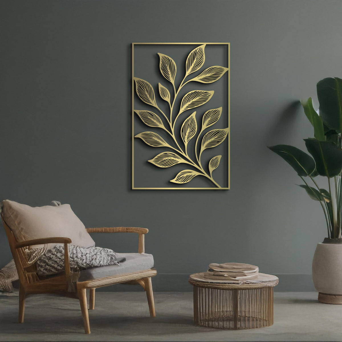 Modern Metal Leaf Wall Art, Botanical Steel Wall Decor, Minimalist Nature Inspired Wall Hanging, Black Metal Wall Sculpture For Living Room