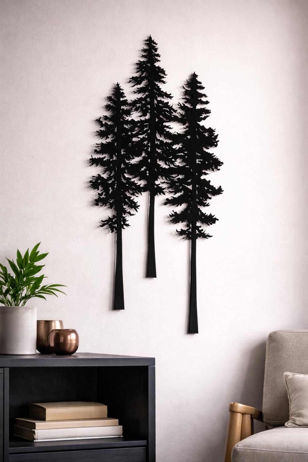 Pine Trees Metal Wall Art, Nature Inspired Wall Decor, Forest Metal Sign, Rustic Cabin Wall Hanging, Outdoor Lovers Gift, Farmhouse Decor