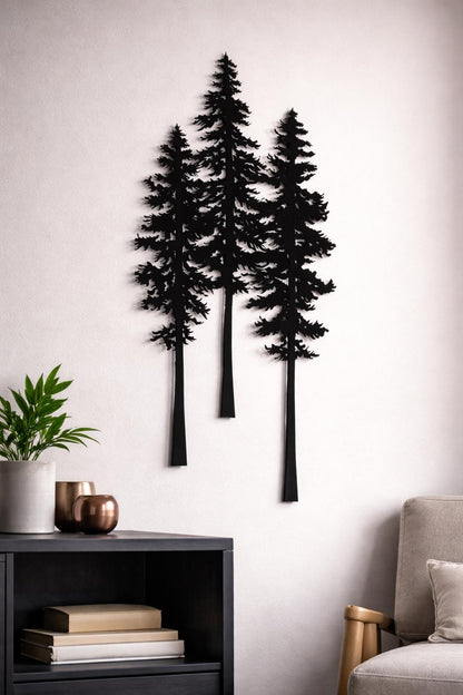 Pine Trees Metal Wall Art, Nature Inspired Wall Decor, Forest Metal Sign, Rustic Cabin Wall Hanging, Outdoor Lovers Gift, Farmhouse Decor