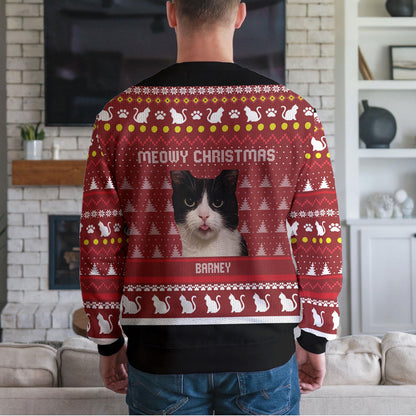 Personalized Pet Photo Ugly Christmas Sweater, Custom Cat Mom Or Dad Design