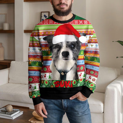 Personalized Pet Photo Ugly Christmas Sweater, Custom Dog Mom Or Dad Design