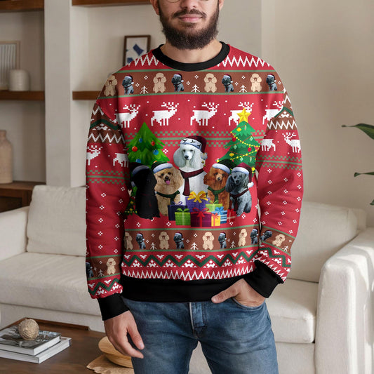 Personalized Pet Hockey Ugly Christmas Sweater, Custom Pet Photo And Santa Design
