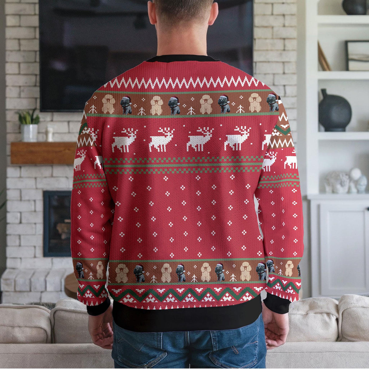 Personalized Pet Hockey Ugly Christmas Sweater, Custom Pet Photo And Santa Design