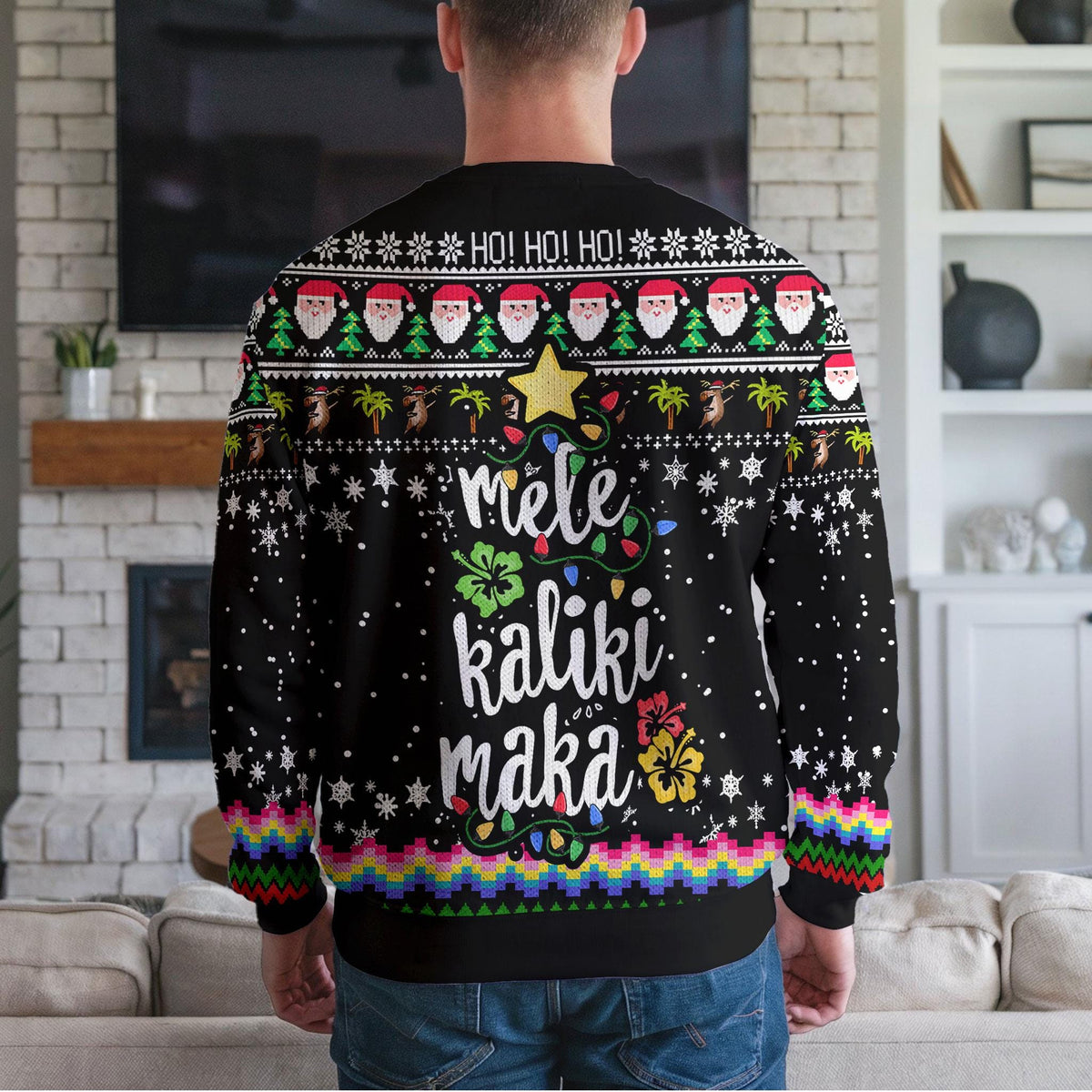 Hockey Ugly Christmas Sweater, Funny Santa Ice Hockey Design