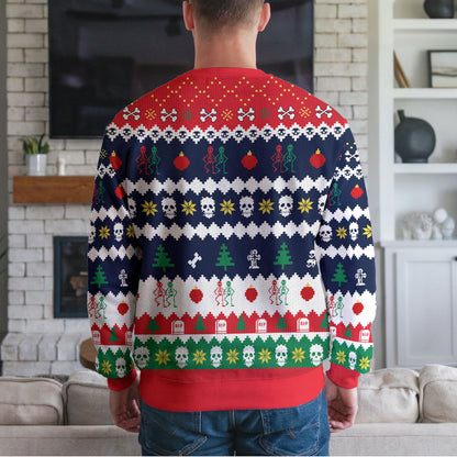 Skeleton Ugly Christmas Sweater, Funny Gothic Holiday Design