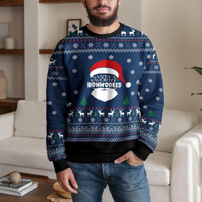 Hockey Ugly Christmas Sweater, Funny Santa Ice Hockey Design
