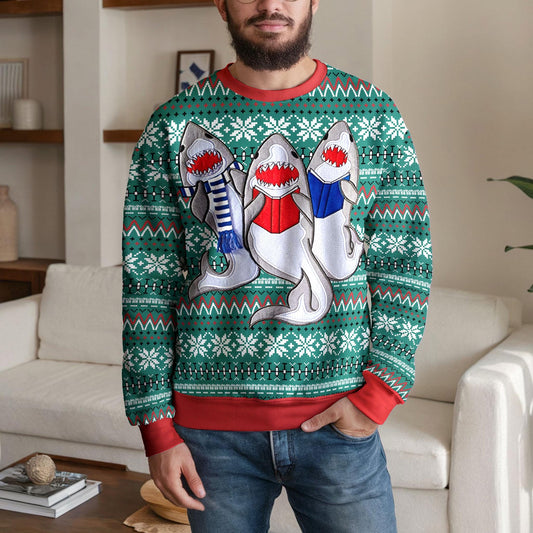 Shark Ugly Christmas Sweater, Funny Ocean And Marine Holiday Design