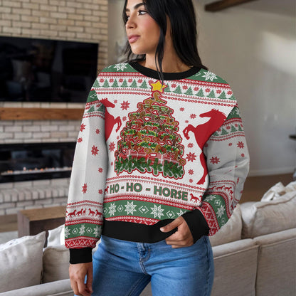 Horse Ugly Christmas Sweater, Funny Equestrian Holiday Design