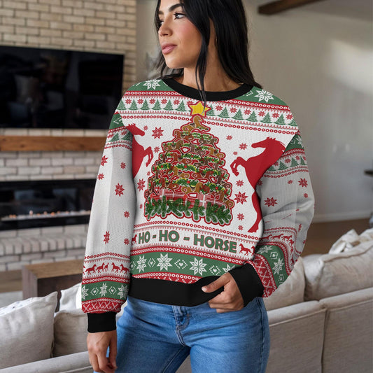 Horse Ugly Christmas Sweater, Funny Equestrian Holiday Design