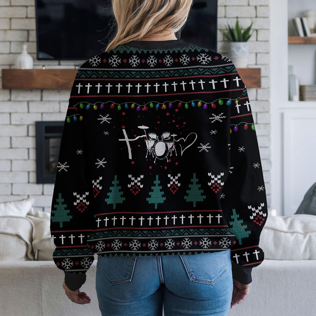 Hockey Ugly Christmas Sweater, Funny Santa Ice Hockey Design