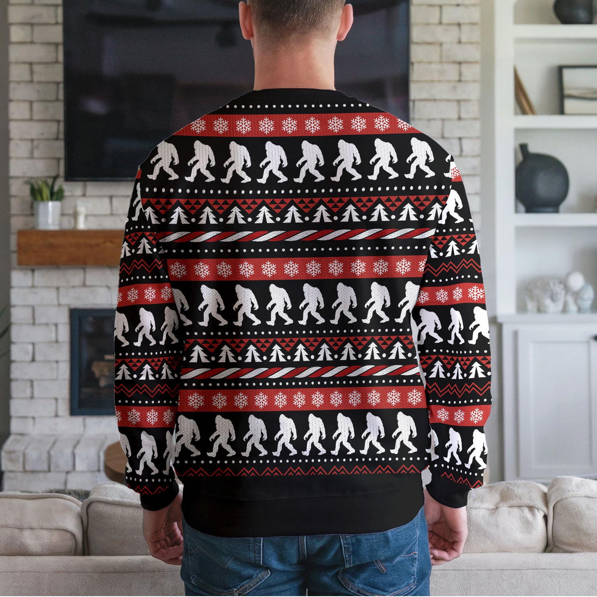 Bigfoot Ugly Christmas Sweater, Funny Cryptid Holiday Party Design