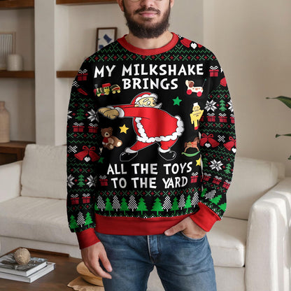 Hockey Ugly Christmas Sweater, Funny Santa Ice Hockey Design