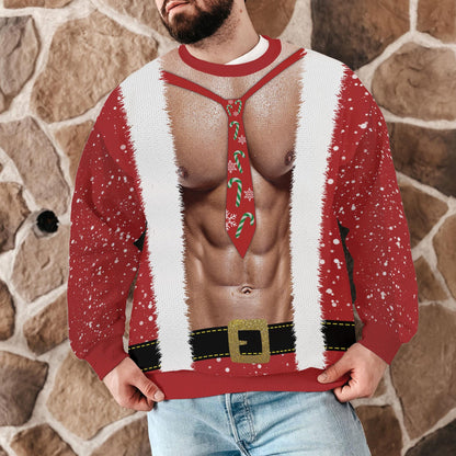 Firefighter Santa Ugly Christmas Sweater, Funny Body Holiday Design