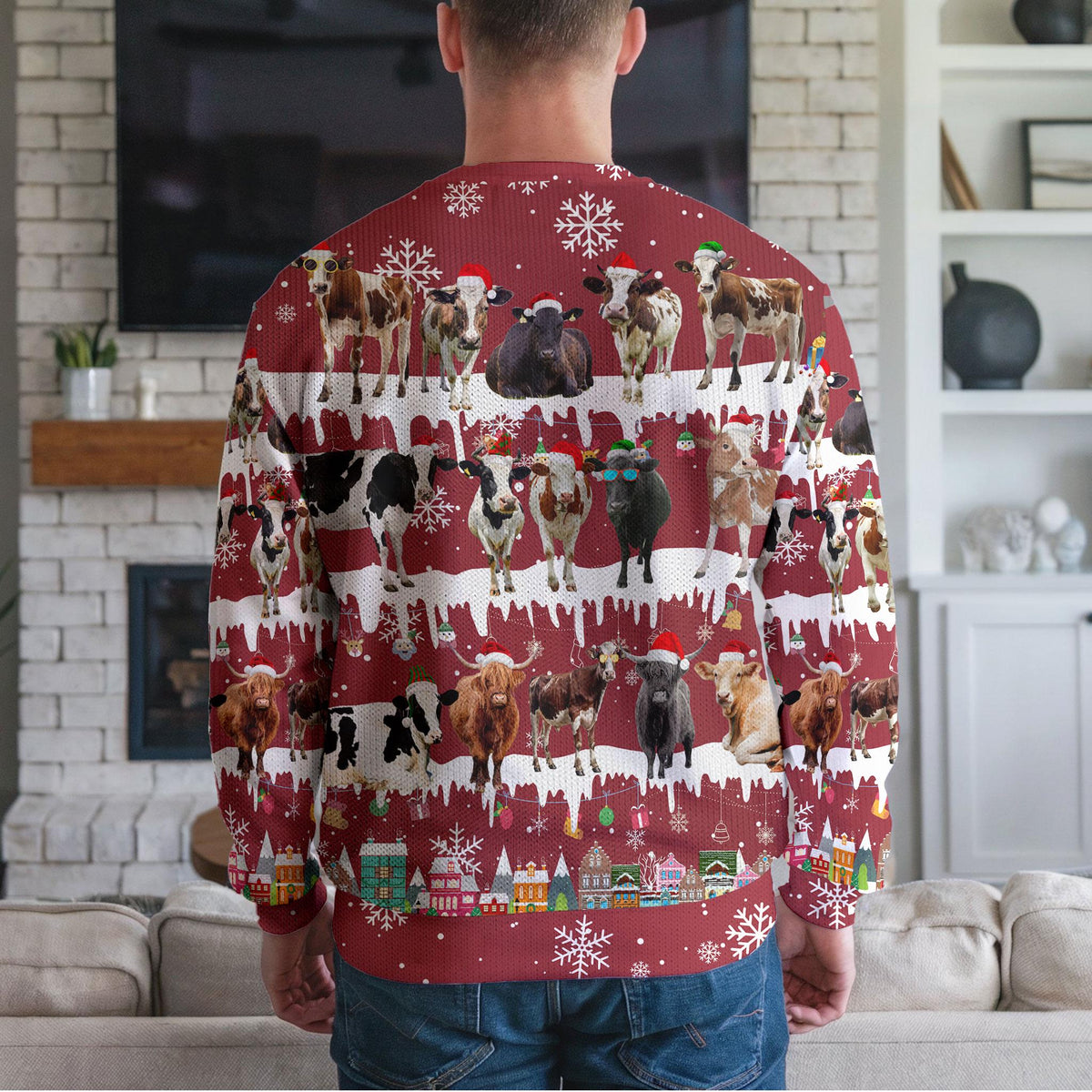 Cow Ugly Christmas Sweater, Funny Farm Animal Design For Cattle Lovers