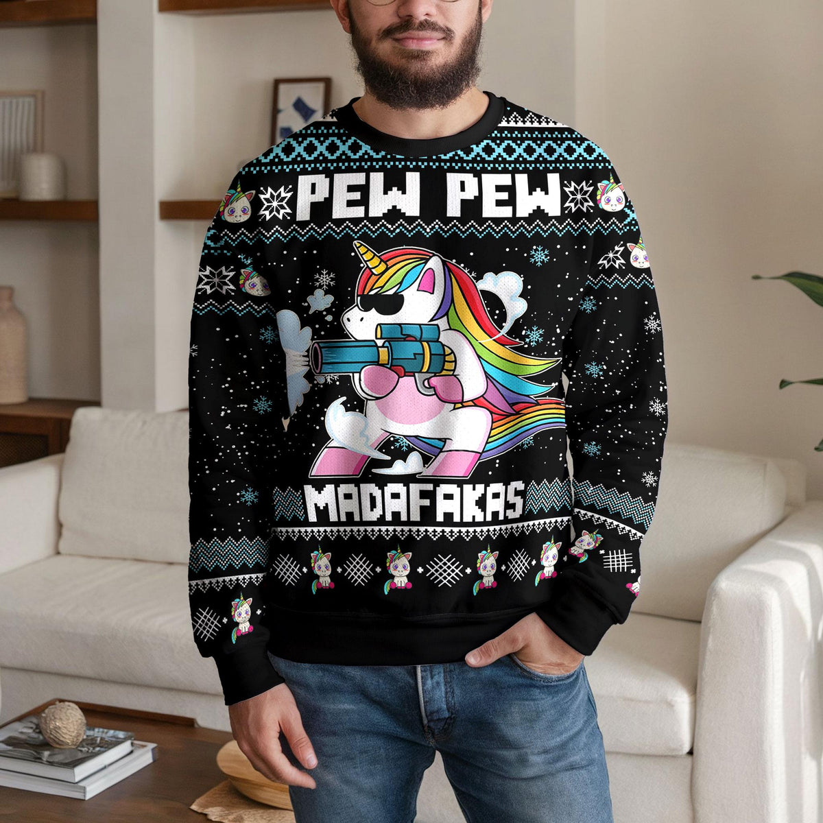 Unicorn Ugly Christmas Sweater, Funny Holiday Party Design