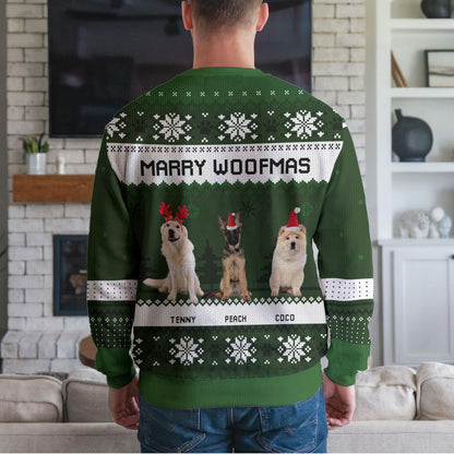 Personalized Pet Hockey Ugly Christmas Sweater, Custom Pet Photo And Santa Design