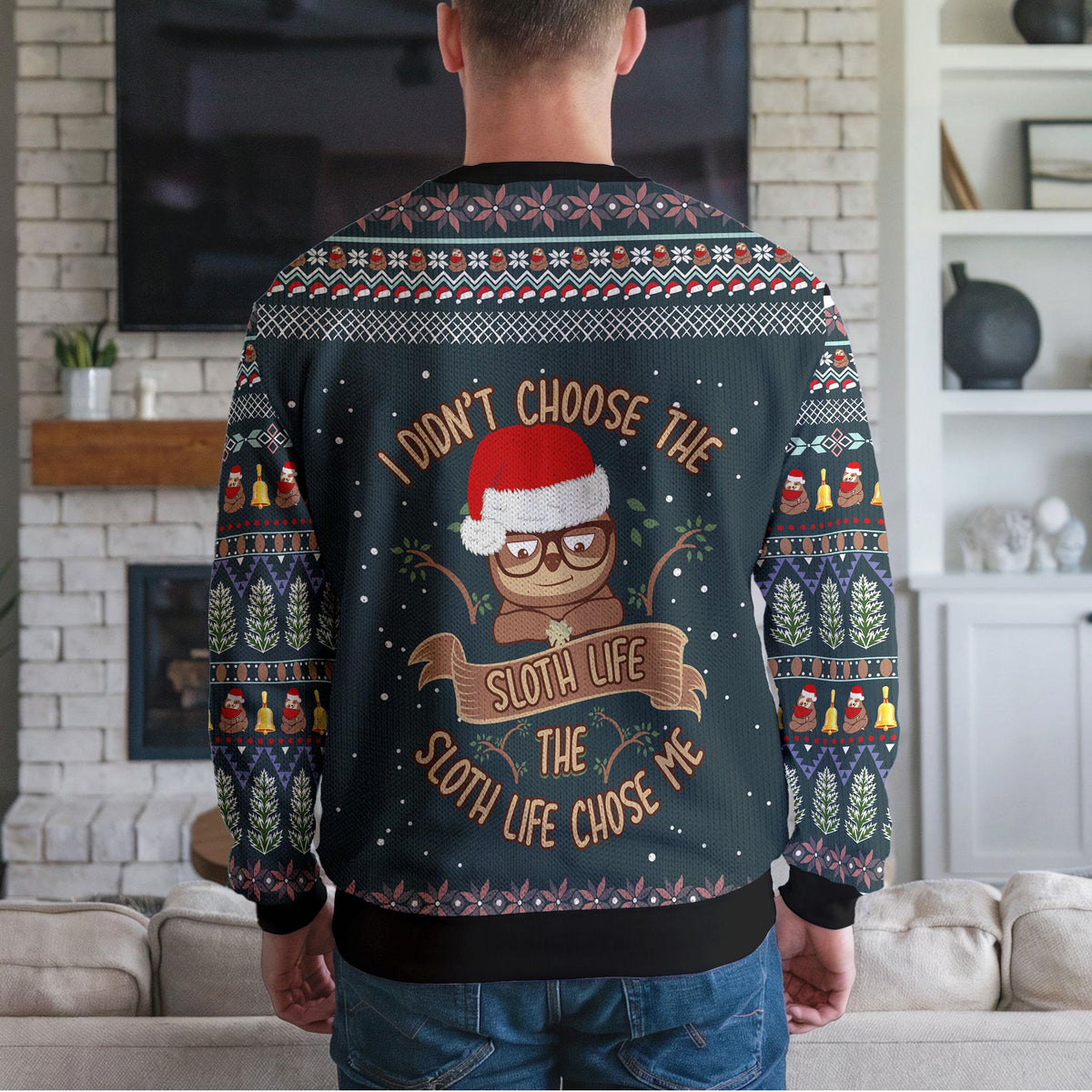 Sloth Ugly Christmas Sweater, Funny Santa Sloth Holiday Design