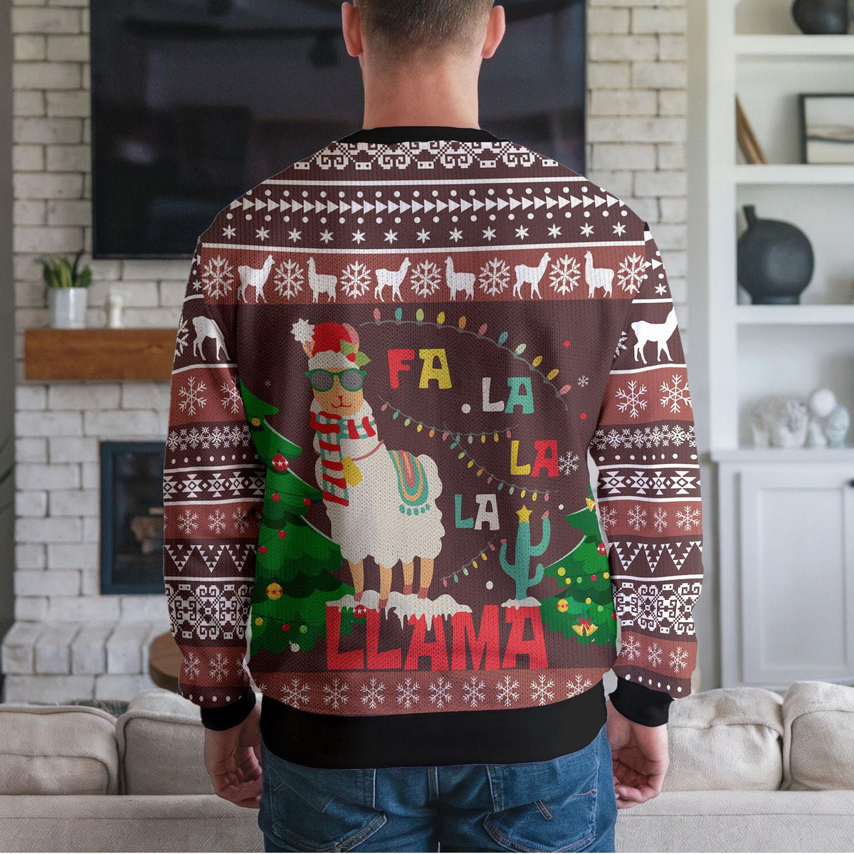 Funny Llama Ugly Christmas Sweater, Festive Holiday Party Design